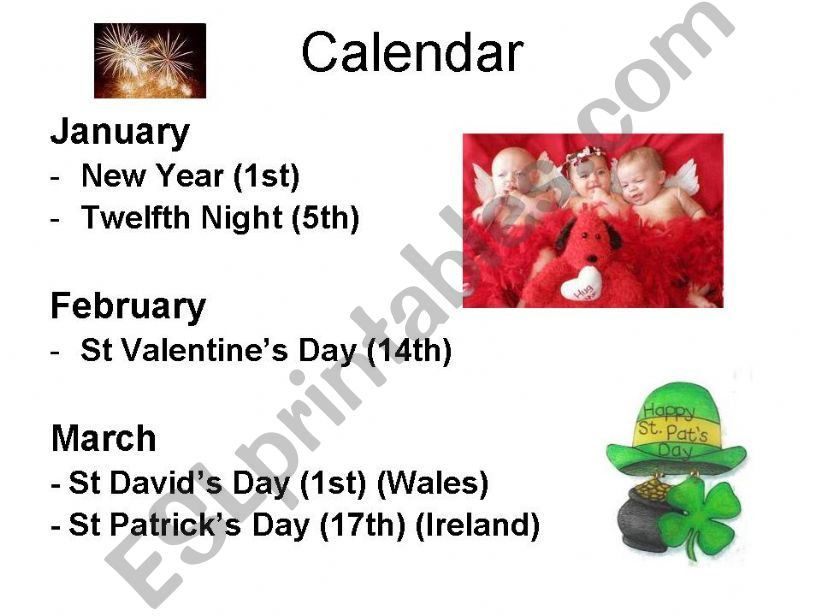 Great Britain 6, calendar, festivals and holidays