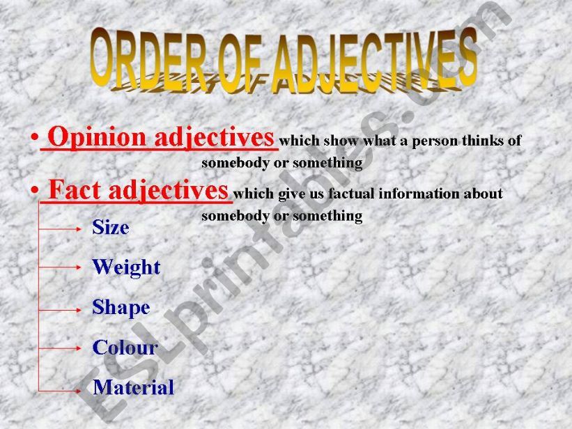 order of adjectives powerpoint