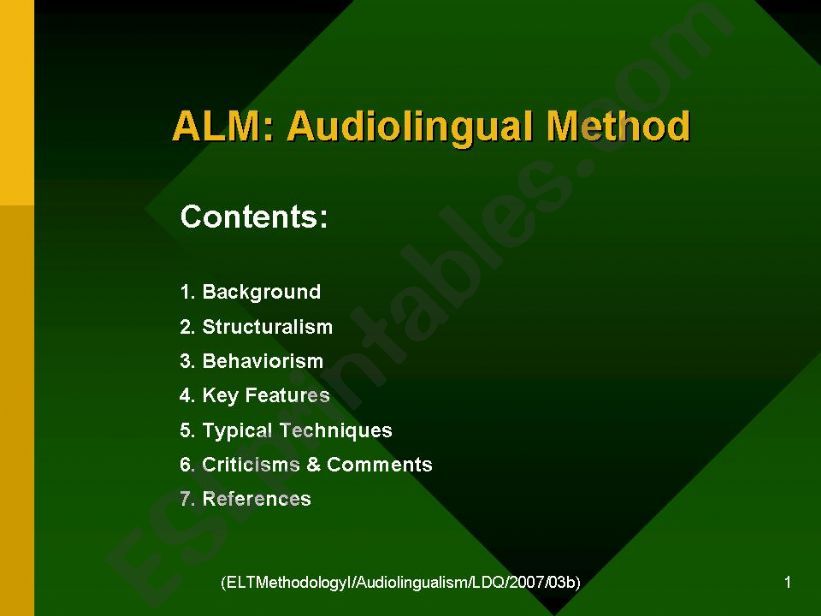 ELT methodology- Audiolingual method