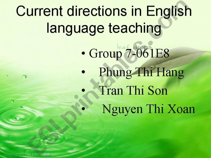 Current directions in English language teaching