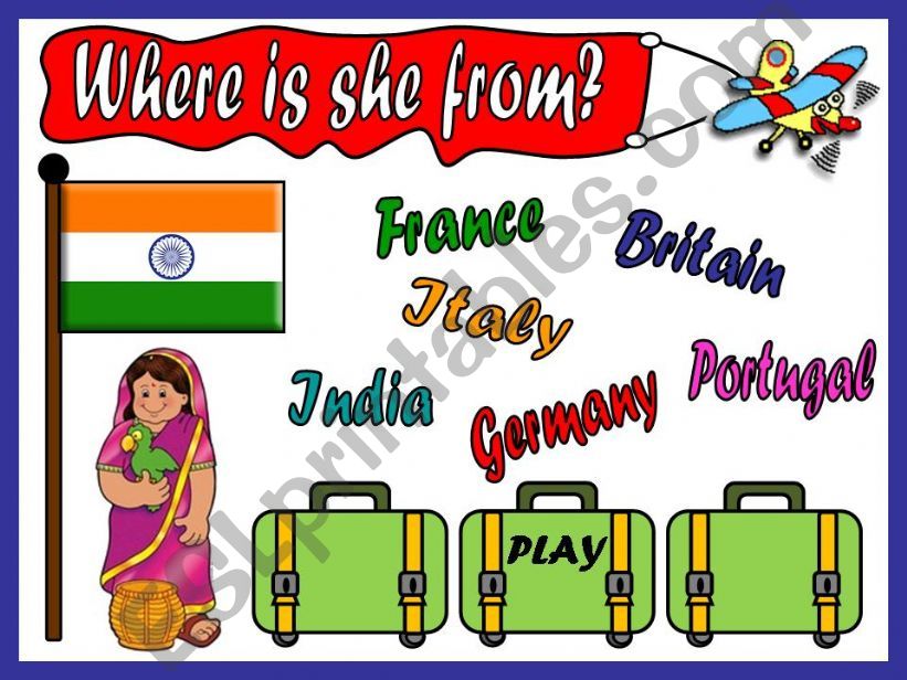 WHERE IS SHE FROM? - GAME powerpoint