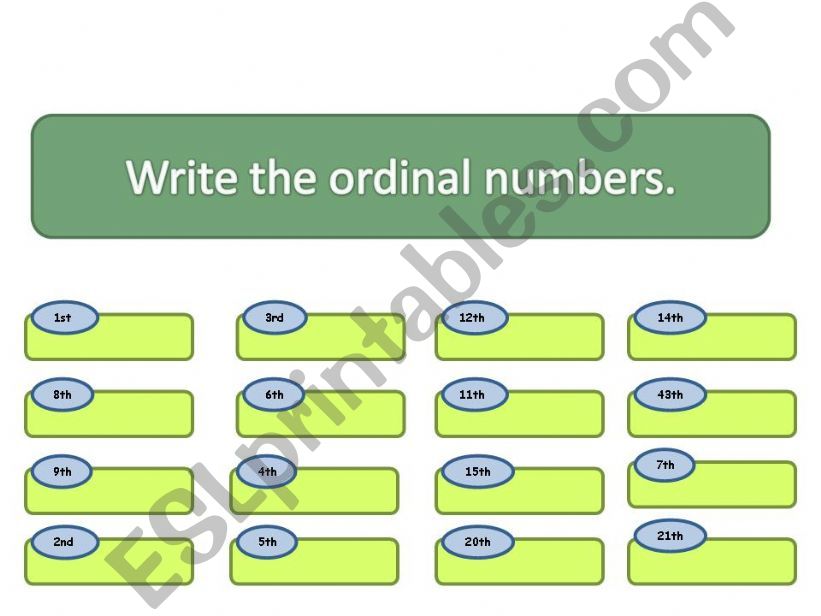 exercises- ordinals,birthdays, months