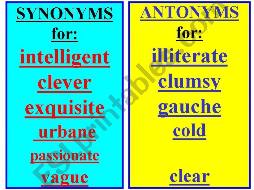 Synonyms and Antonyms: Are You Intelligent or Illiterate?