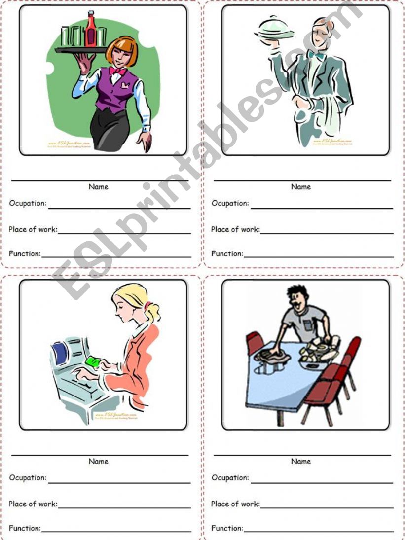occupations cards 6 powerpoint