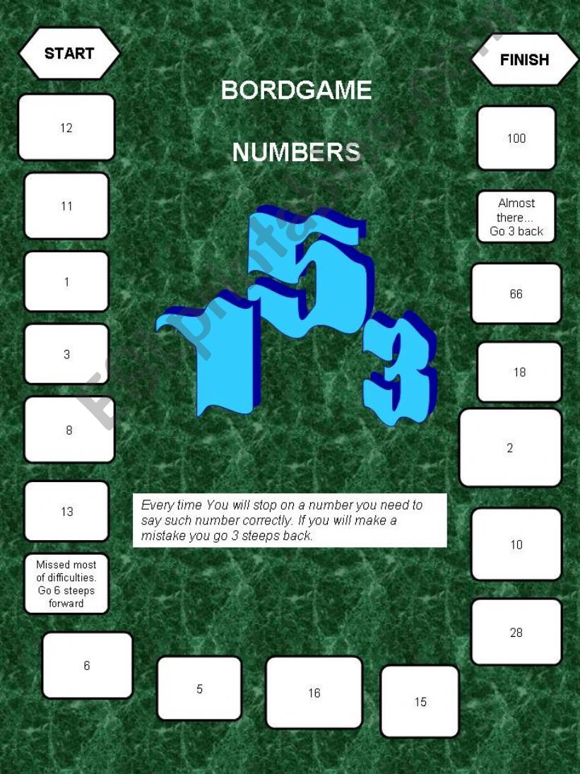 Board game  with numbers (editable)
