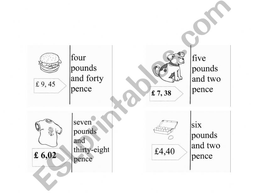 Domino puzzle money pounds numbers