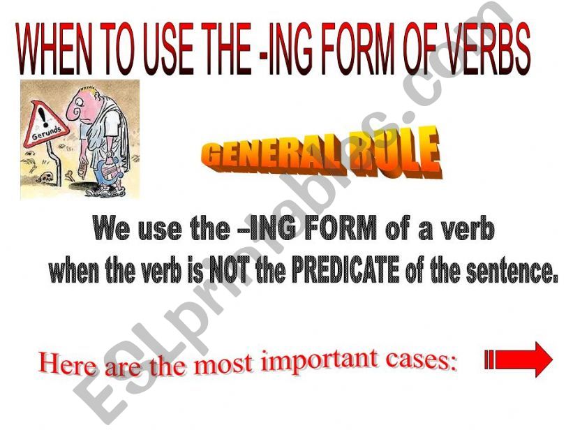 WHEN TO USE THE -ING FORMS OF VERBS Part1
