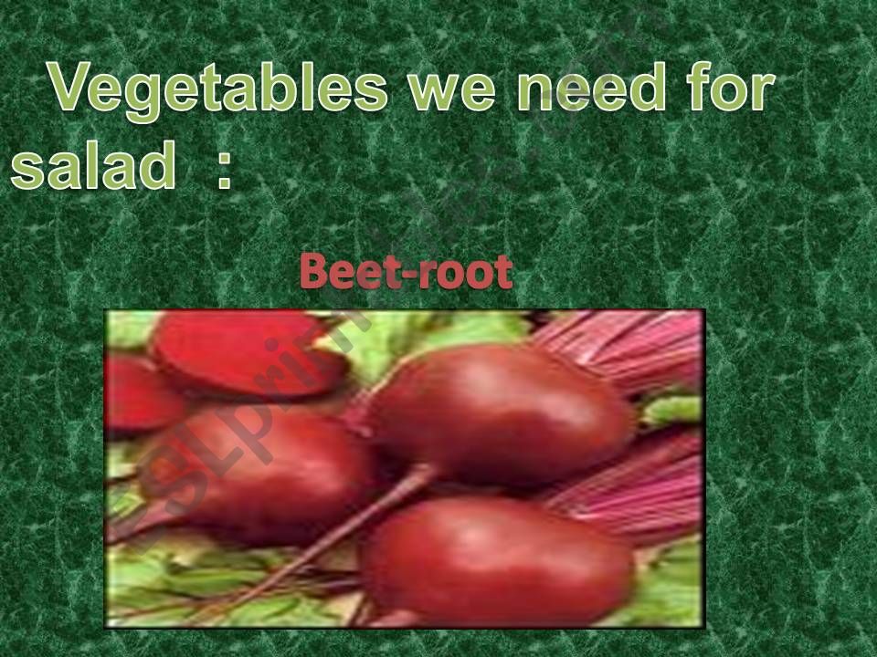 Vegetables we need for salad. powerpoint