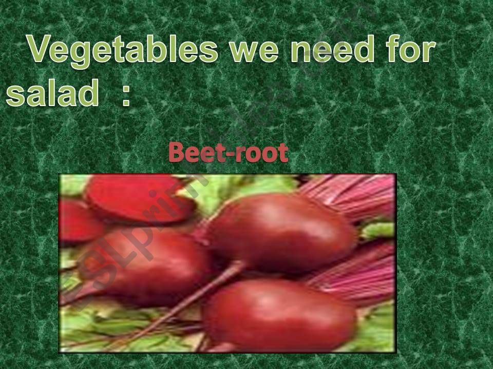 Vegetables we need for salad. powerpoint