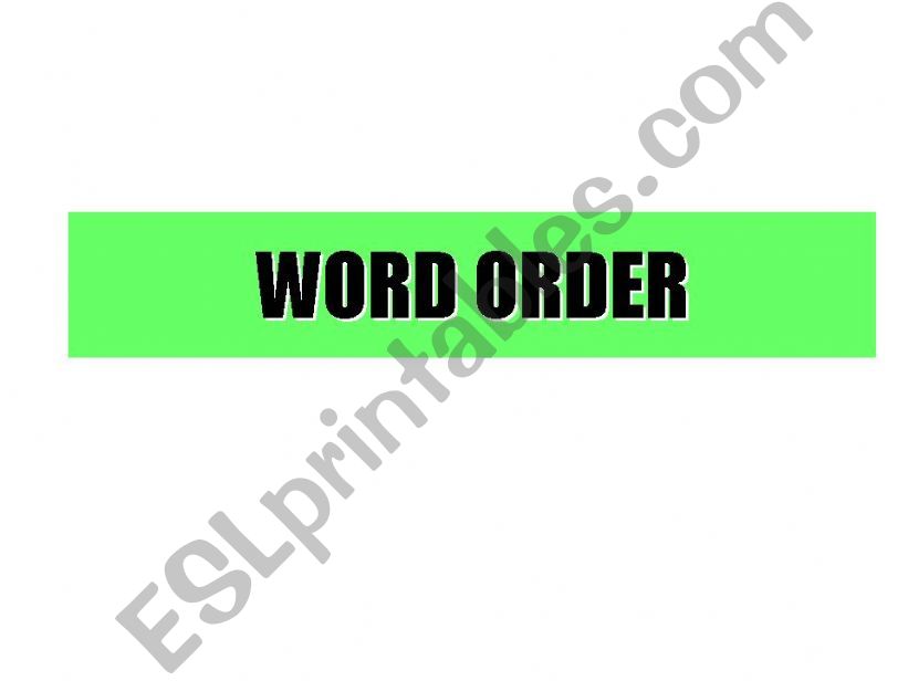Word Order powerpoint