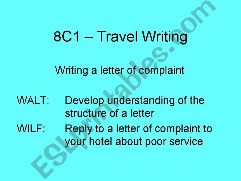 Travel complain letters powerpoint