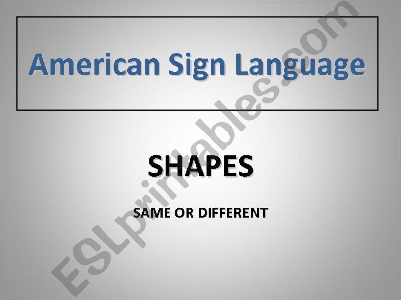 ASL Shapes: Same or Different powerpoint