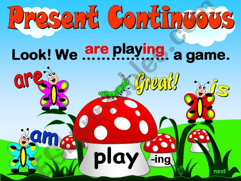 Present Continuous - auxiliary verbs - Game