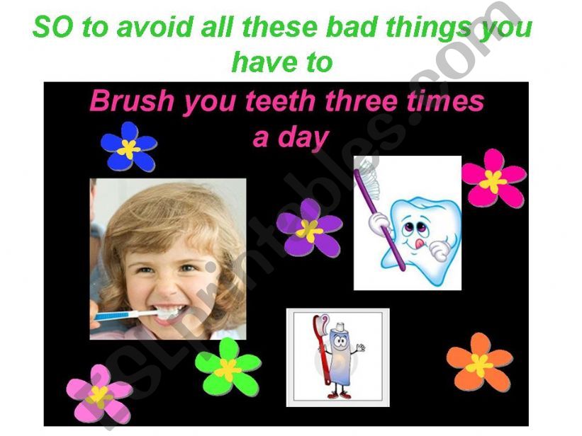 some instructions about teeth bruch and vocabulary for children (2/2)