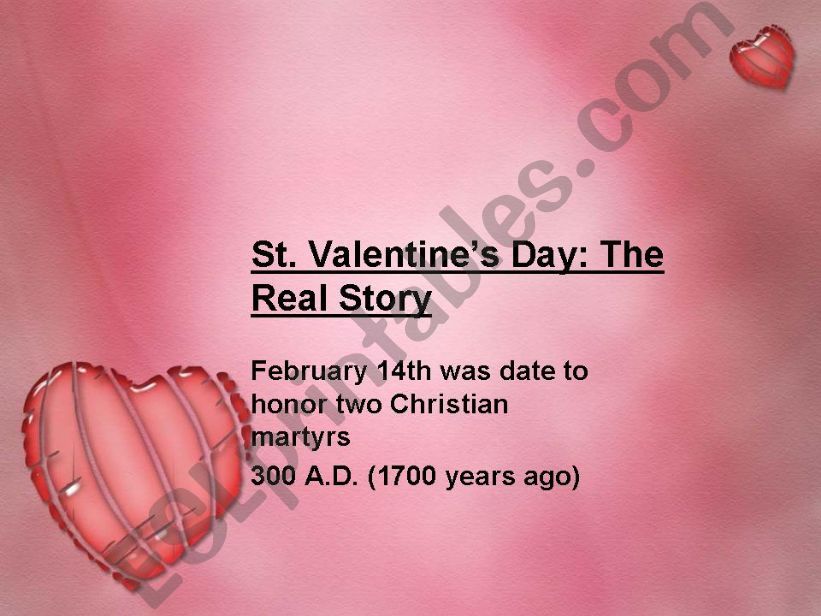 Esl English Powerpoints St Valentine S Day The History