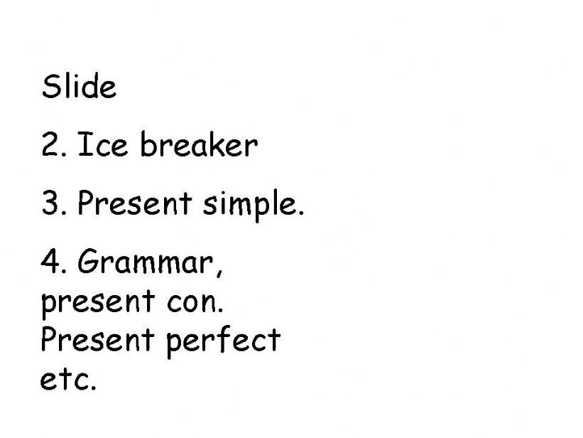 Speaking+ reviewing the present tense.