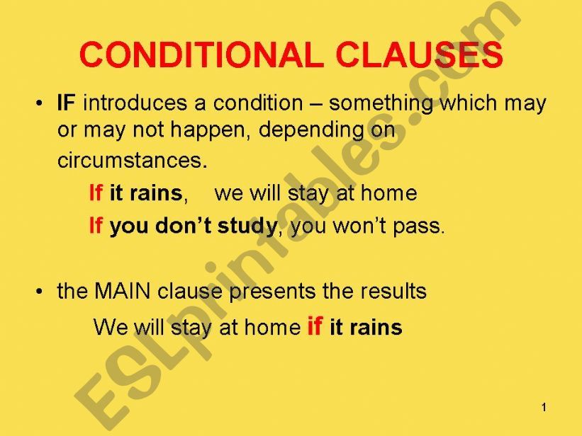 CONDITIONAL SENTENCES  , TYPES I AND II
