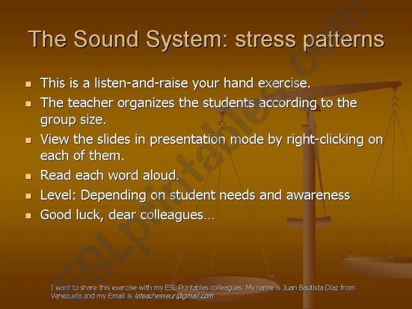 The Sound System: Stress Patterns