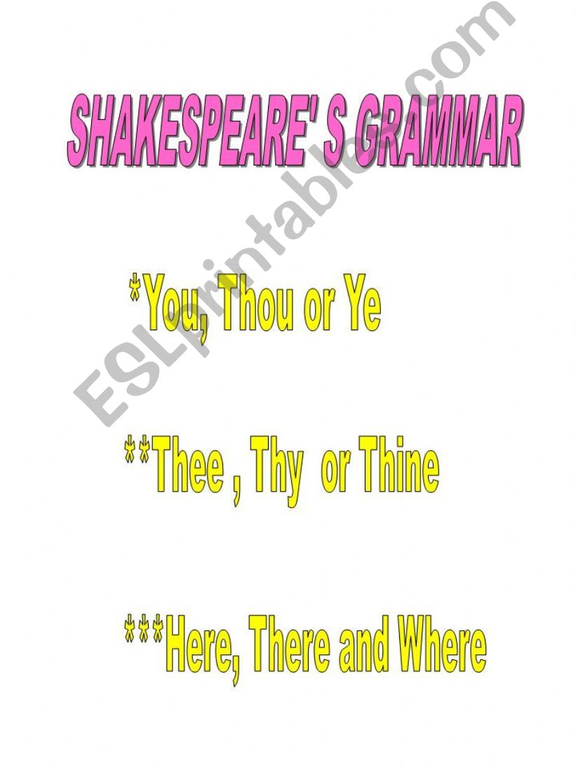 Shakespeares grammar powerpoint