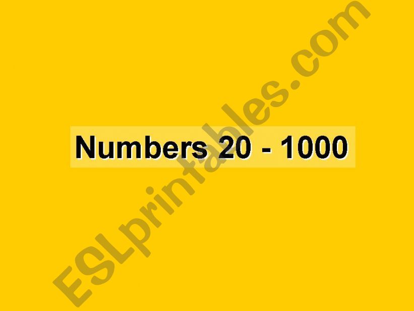 Numbers 20 - 1000 powerpoint