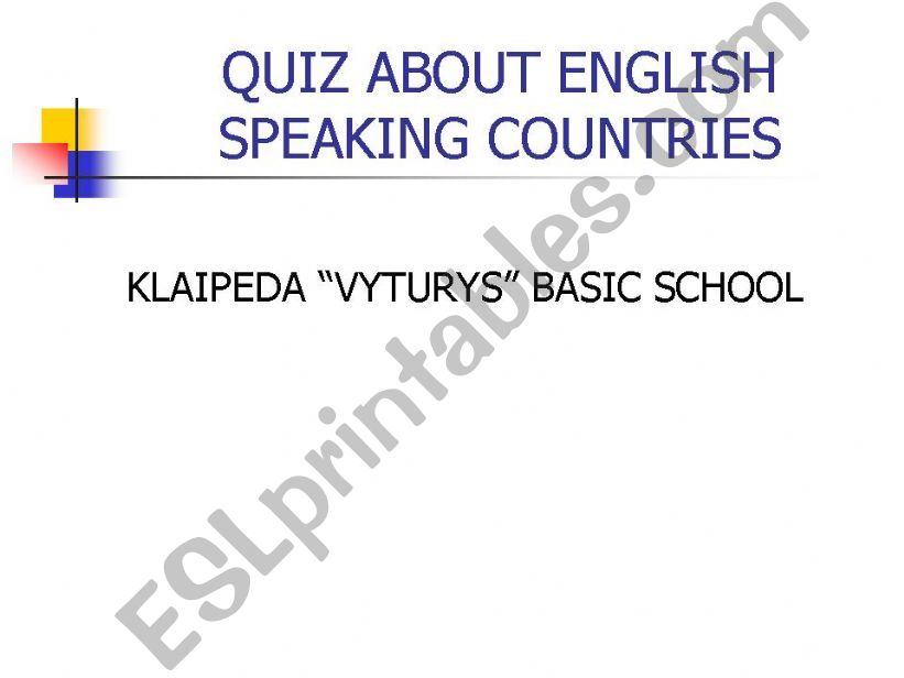 Qiuz about English speaking countries