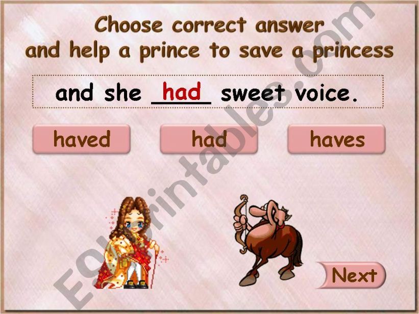Save the princess (past simple) - part 2