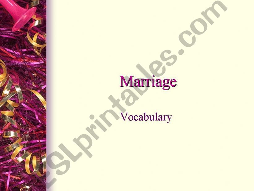 Marriage- Vocabulary powerpoint