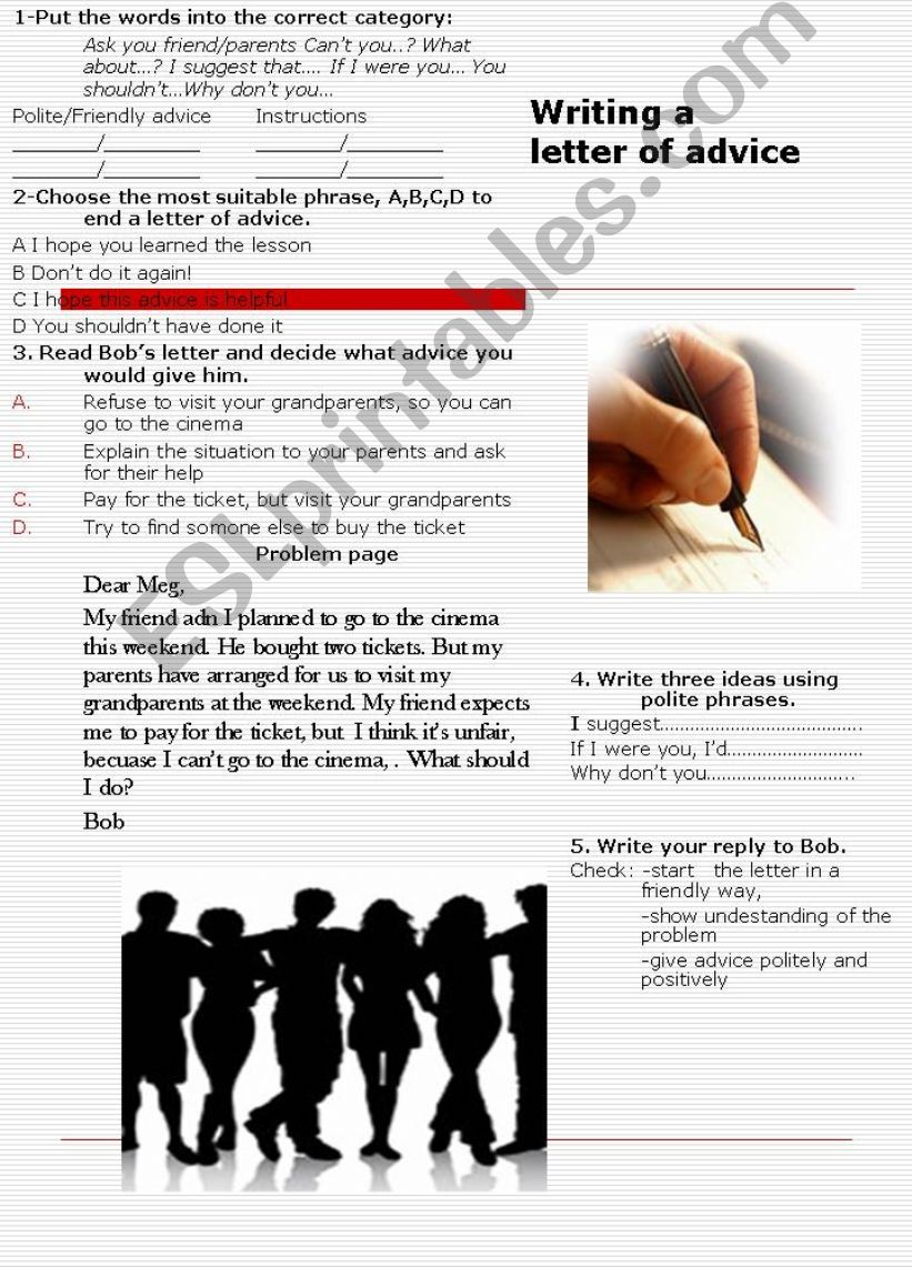 Writing a letter of advice powerpoint