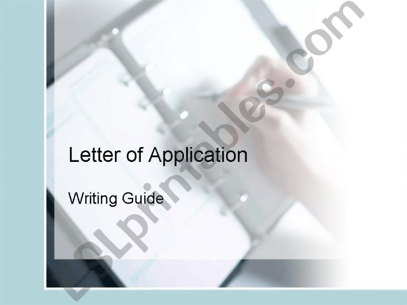 Letter of Application Intermediate Writing Guide
