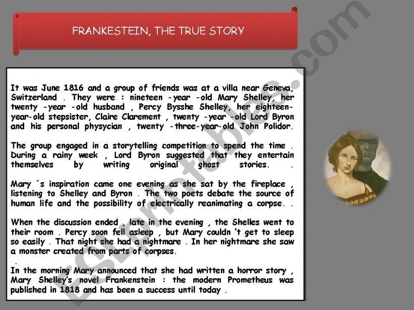 Frankestein, the true story. powerpoint