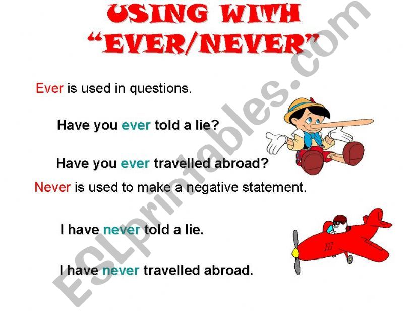 present perfect tense with ever/never