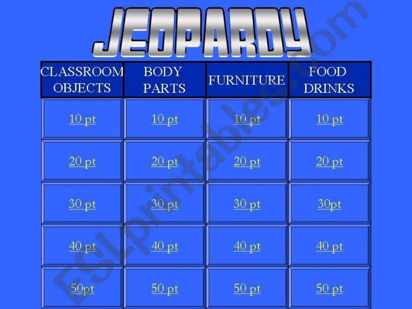 JEOPARDY! READY TO PLAY!  WITH ANSWERS!