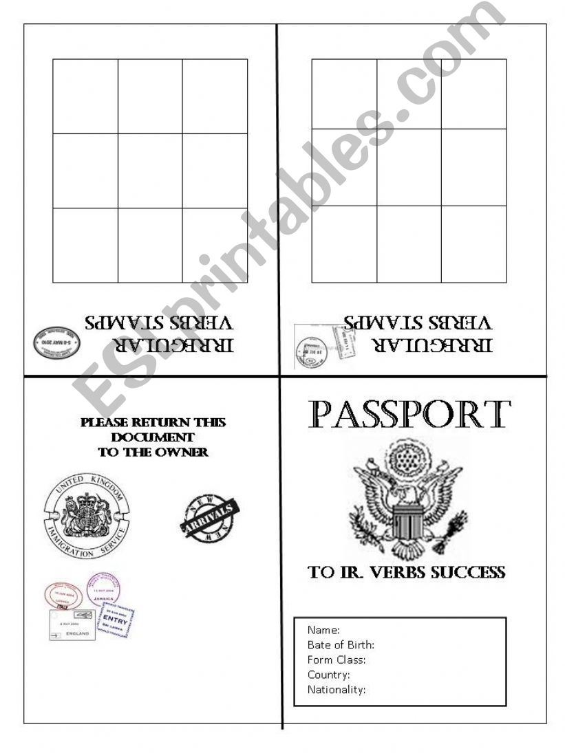 Passport for Irregular Verbs powerpoint