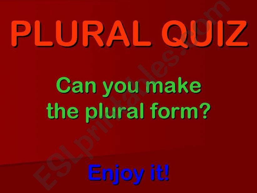 Plural Quiz powerpoint