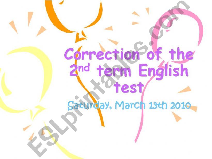 correction of the 2nd term english test