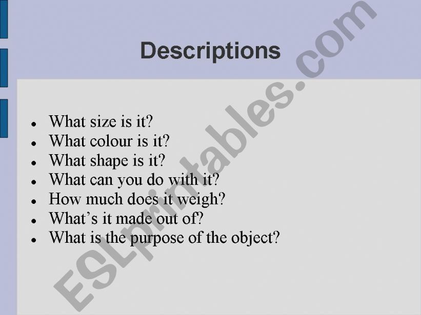 descriptions powerpoint