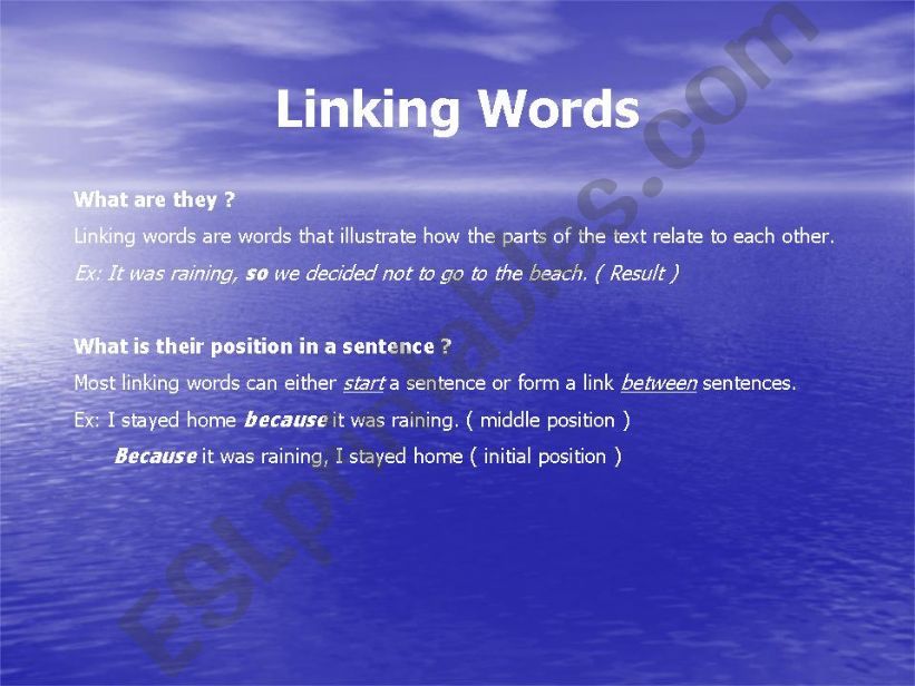 Linking Words + Exercises powerpoint