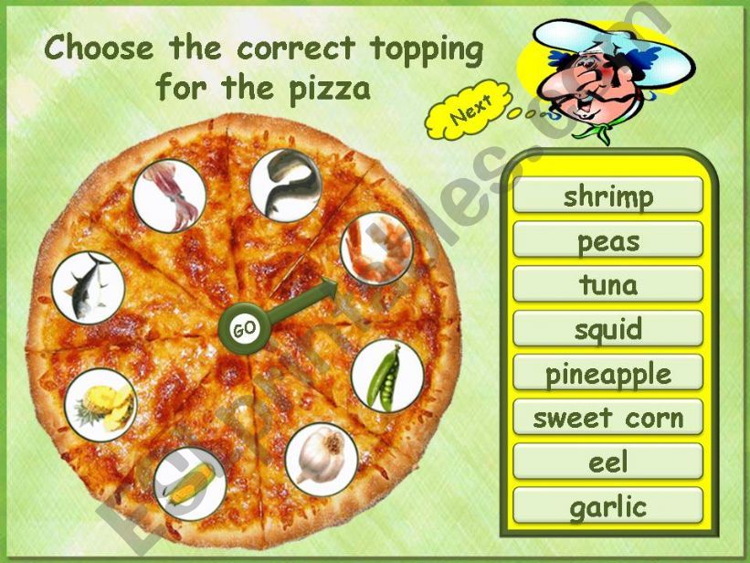 Spin the wheel - pizza toppings (part 1)