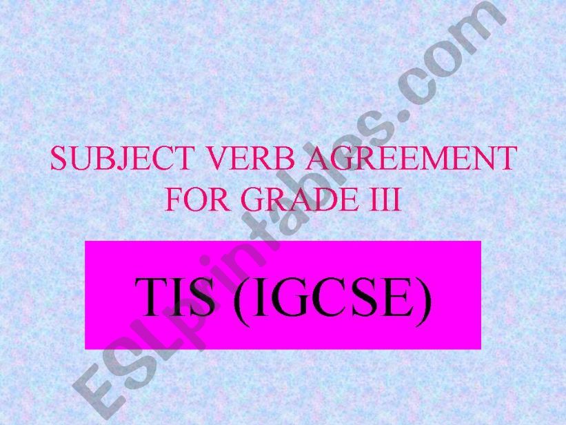 Subject Verb Agreement powerpoint