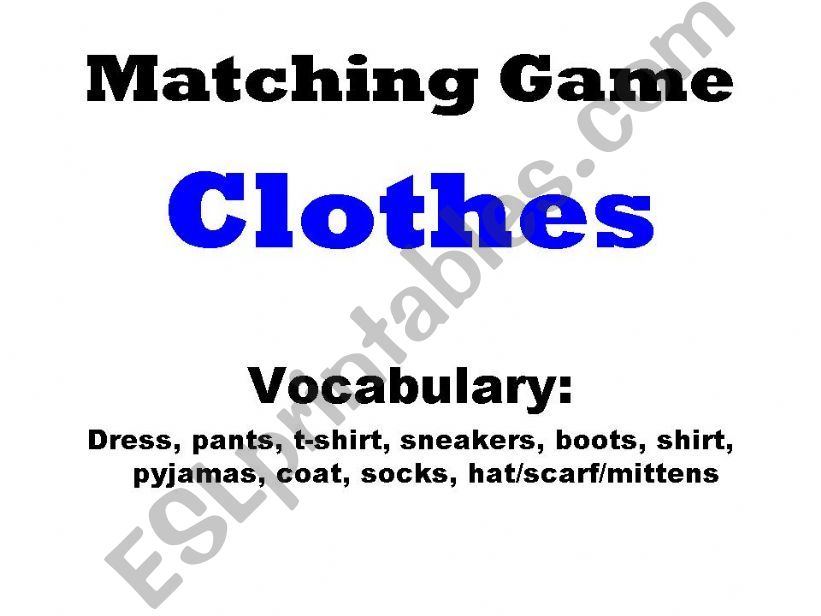 Matching Game - Clothes powerpoint