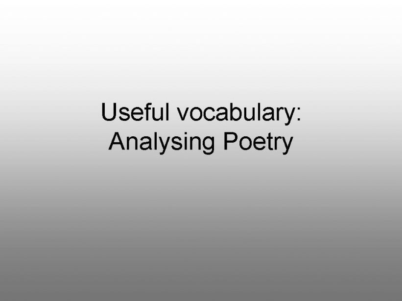 useful vocabulary when analysing poetry