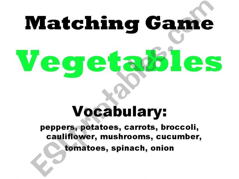 Matching Game - Vegetables powerpoint