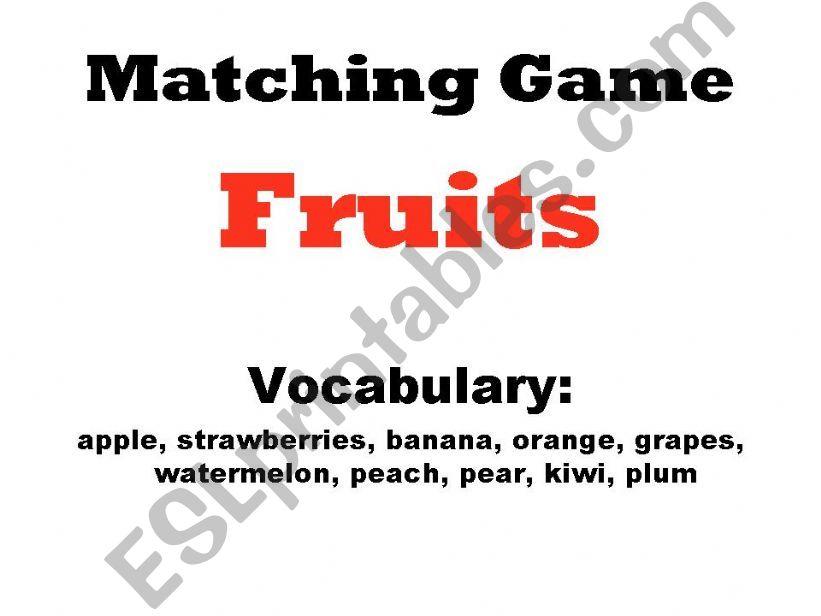 Matching Game - Fruits powerpoint