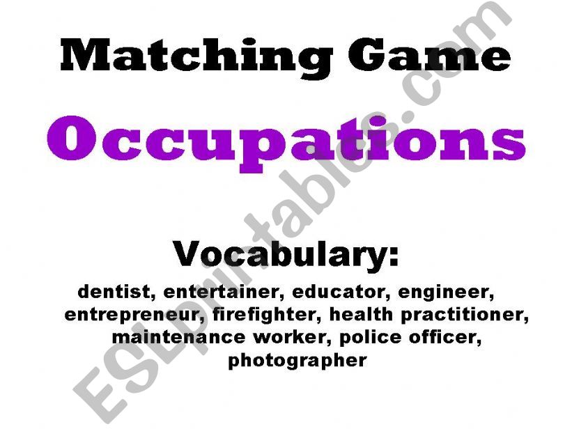 Matching Game - Occupations powerpoint