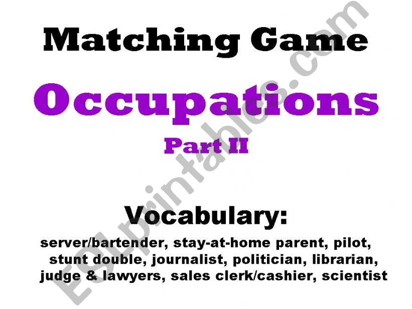 Matching Game - Occuptations, Part 2