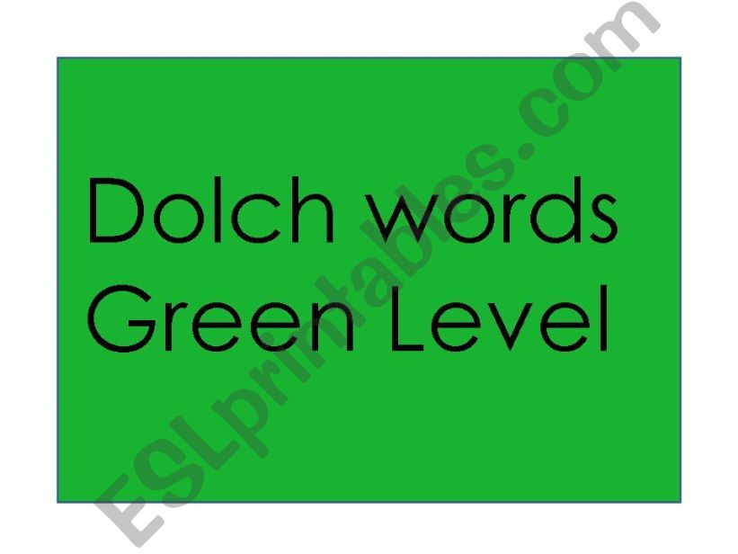 Dolch words green level powerpoint