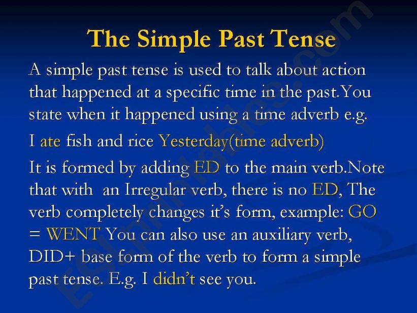 Practising The Simple Past tense
