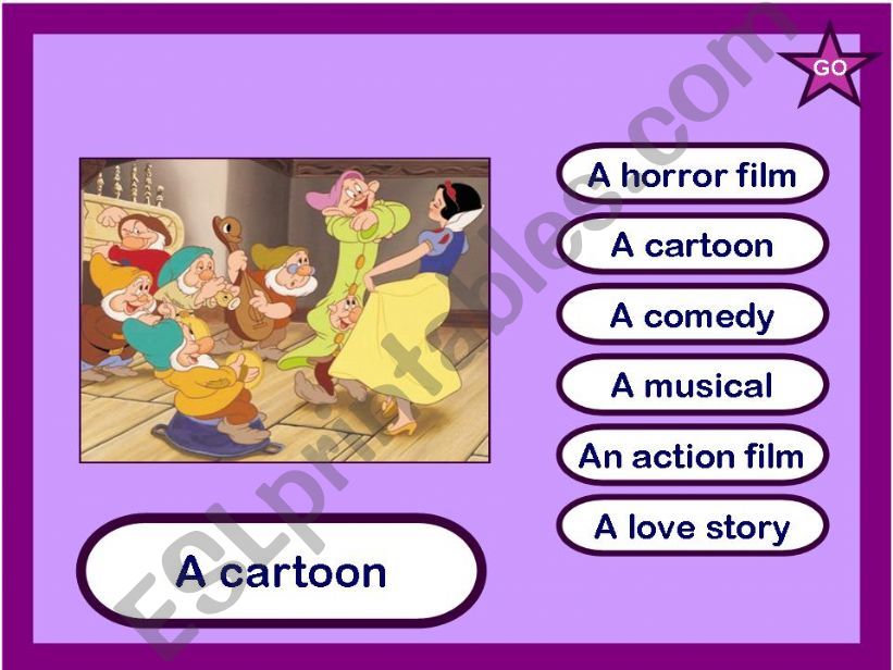 An game to learn or practise different types of films