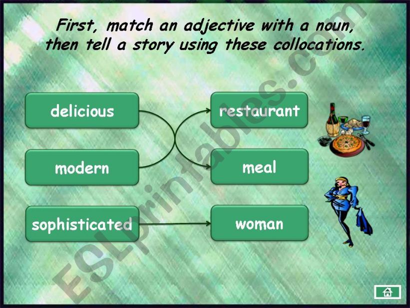 Speaking activity + matching game (adjectives for food, places and people) - part 2