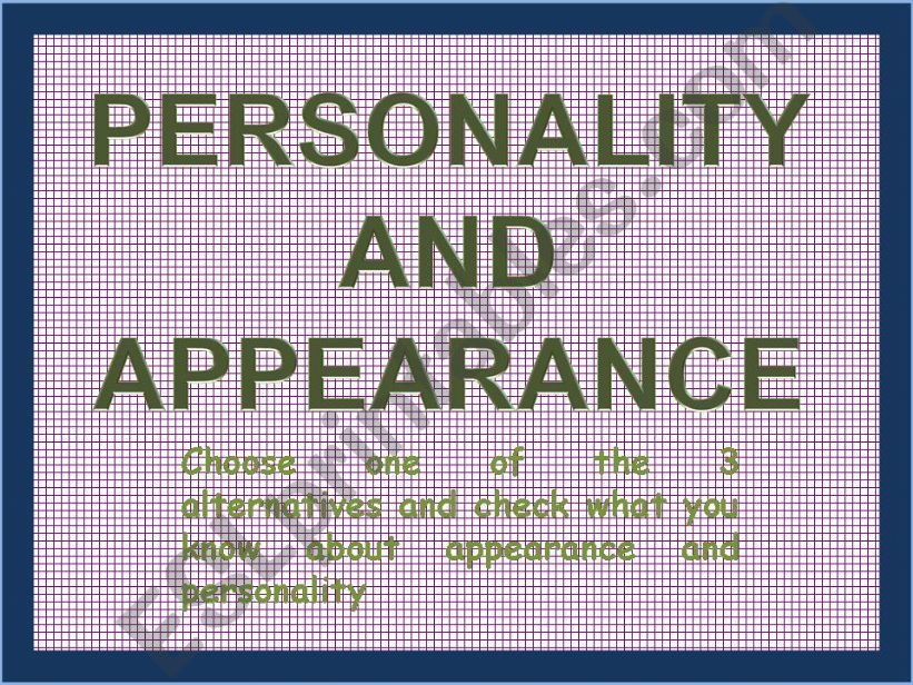 Personality and appearance game